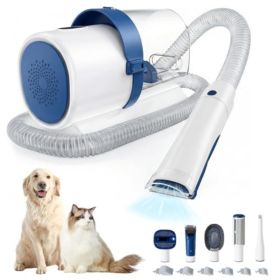 Professional Dog Grooming Clippers With 2.5L Cup, 3 Suction Modes, Cordless Clippers, 5 Groomer Tools, Low Noise Pet Hair Trimmer For (Option: White Blue)