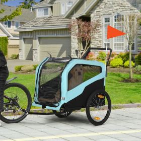 2-in-1 Dog Bike Trailer Pet Stroller Carrier for Large Dogs with Hitch (Option: Light Blue-970x240x690 mm)
