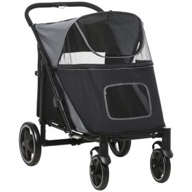 Dog Stroller for Large Medium Small Dogs up to 66 Lbs. 23.5" in Body Length, One-Click Foldable Pet Cat Stroller with Storage, Shock Absorption W (Option: Gray-865x585x220 mm)