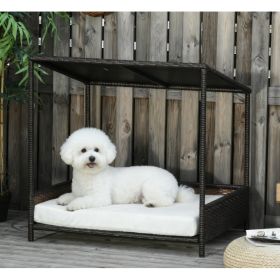 Dog House Raised Rattan Puppy Bed , Brown (Option: Brown White)