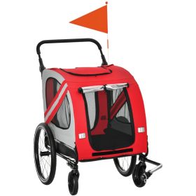2-in-1 Pet Bike Trailer for Small Medium Dogs, Road-Visibility Dog Stroller Bicycle Carrier, Weather-Strong Bike Wagon Trailer Sidecar Attachment (Option: Red-810x250x625 mm)