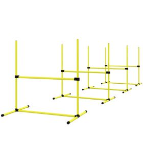 4 Piece Dog Agility Set With Adjustable Height Bars, Carry Bag, Displacing Top Bar, Yellow Yellow (Option: Yellow)
