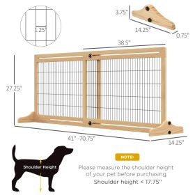 Extra Wide Freestanding Pet Gate With Adjustable Length Dog, Cat, Barrier For House, Doorway, Hallway, Natural (Option: Natural)