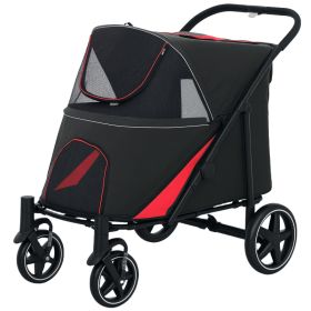One-Click Foldable Dog Stroller for M, L Dogs, Pet Stroller, Black (Option: Black-865x585x220 mm)