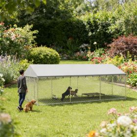 Outdoor kennel, dog house, dog cage, silver (Color: Silver)