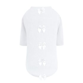 Dainty Bow Sweater (Color: White, size: SM)